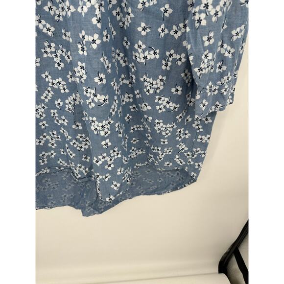 Draper James x Lands' End Women Denim Floral Long Sleeve Tunic Dress Cotton 1X - Picture 3 of 6